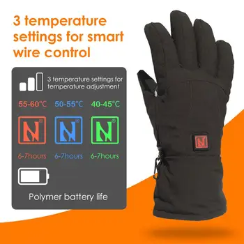 7.4 V Batteri Elektrisk Opvarmede Handsker Med 3 Temperatur Indstillinger For Mænd Udendørs Skiløb, Cykling, Motorcykel, Scooter OS Stik