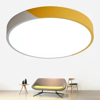 Moderne Ultra-tynd 5cm Dobbelt farve LED Loft Lamper Kreative Strygejern Rund Stil loftsbelysning til Stue, Soveværelse Foyer