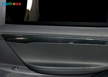 For Tesla Model X 2016 2017 2018 2019 Carbon Fiber Bil Indvendig Dør Panel Dekoration Dække Trim Støbning Strip Tilbehør