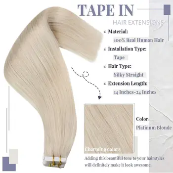 VeSunny Tape Hair Extensions Usynlige Ægte menneskehår 50gr/20picec Ombre Problemfri Lim på Hår, Hud Skud