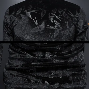 Vinteren Fleece-foret Fortykket Rullekrave langærmet T-shirt M-5XL Mænd Tøj Black Tee Club-Udstyr Royal T-Shirt Mænd Efteråret