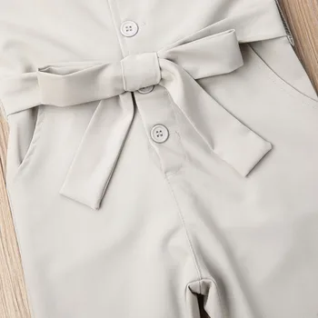 Nyfødte Børn Baby Pige Sparkedragt Uden Ærmer-Knappen Solid Lang Buksedragt Playsuit Overalls Tøj Tøj