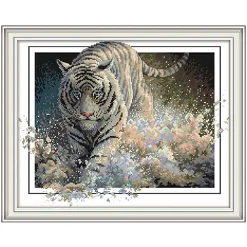 Tiger maleri tælles 11CT 14 CT Dyr Cross Stitch Set DIY engros Kinesiske korssting Kit Broderi Håndarbejde, Hjemmet Indretning