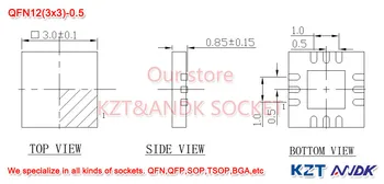 QFN12(3x3)-0.5 Socket Åben top QFN12 Socket MLF12 Socket MLP12 Socket,IC550-0124-003-G, Allsocket