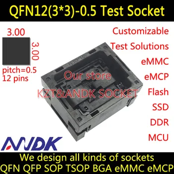 QFN12(3x3)-0.5 Socket Åben top QFN12 Socket MLF12 Socket MLP12 Socket,IC550-0124-003-G, Allsocket