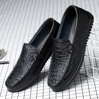 Læder Mænd Sko Aligater Design Mænds Afslappet Sko Fodtøj Mode Bløde Slip-On Loafers Stor Størrelse 36-46 Mænd Flat Sko