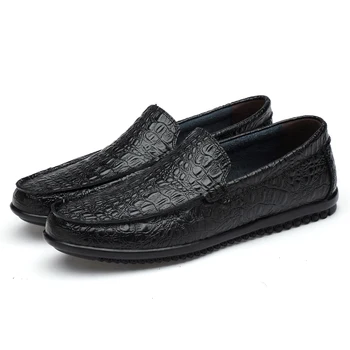 Læder Mænd Sko Aligater Design Mænds Afslappet Sko Fodtøj Mode Bløde Slip-On Loafers Stor Størrelse 36-46 Mænd Flat Sko