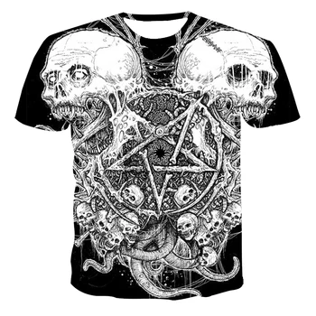 2020 top sælgende nye 3D-T-Shirt Mænd Sommeren Korte Ærmer Fitness Tee Cool Streetwear Sort og hvidt kranium 3D-Print T-shirt