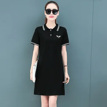 Løs Casual Sport Dress koreanske Version af Den Lange Shirts, Tunika Kjole til Kvinder Efteråret Office-Shirt Over Knæet