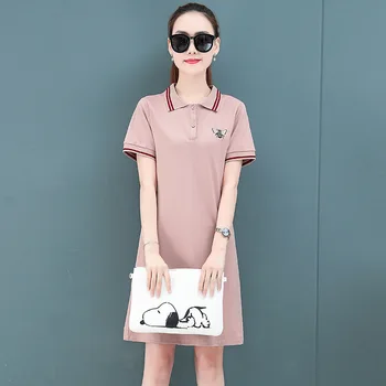 Løs Casual Sport Dress koreanske Version af Den Lange Shirts, Tunika Kjole til Kvinder Efteråret Office-Shirt Over Knæet
