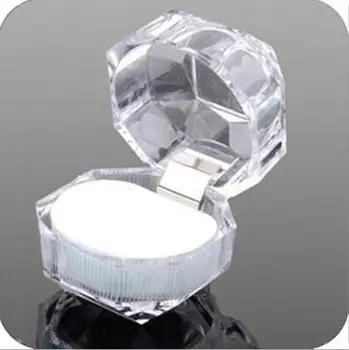 Hot Salg Acryl Transparent Ring Box Smykker Pakke gaveæske Bryllup Emballage Smykker Display Rack Engros 100pcs/masse