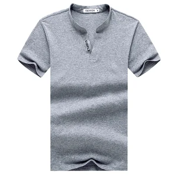 Liseaven kortærmet T-Shirt I 2019, Mandarin Collar T-Shirts, Korte Ærmer T-Shirts Mærke Tee Shirt Herre Tøj