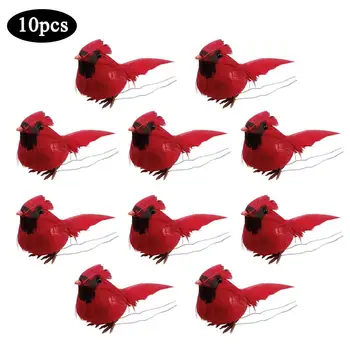 10stk juledekoration Vedhæng Kunstige Røde Fugl juletræ Vedhæng Kardinal Fugle Gave Have Tree Dekoration