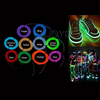 Hot 10 Farve 5M Farverige Fleksibel EL Wire LED Rør Reb Neon Lys Glød Controller Bil Dance Party Indretning For 2xAA batteri