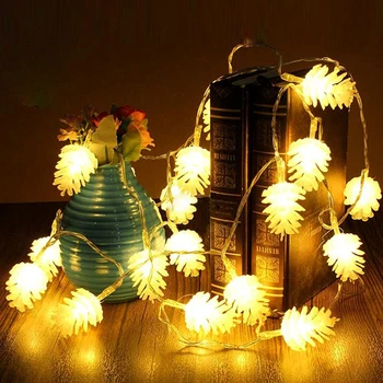 10/20/30/40leds Jul Kogler LED String Lys batteridrevet Fe Dekoration til Indendørs Udendørs Fest Bryllup Haven
