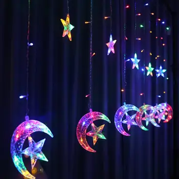 Moon Star-Lampe LED-Lampe String julelys Udsmykning Ferie Lys Gardin Lampe Bryllup Dekoration Neon Lanterne