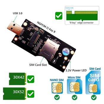 Multi-funktionel, Klassisk Praktiske NGFF M. 2 til USB 3.0 Adapter Ekspansion Kort med SIM-8pin-Kort Slot til Desktop
