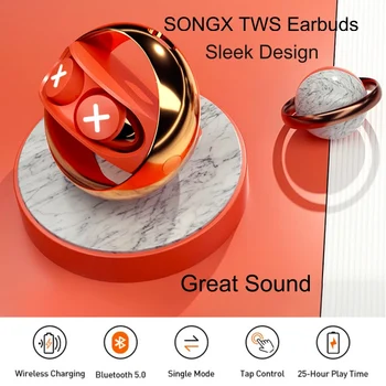 SANGEN X TWS Trådløse Bluetooth5.0 Øretelefoner Sport Headset USB-C Tilfælde, Single Mode Unik Star-Ring Design Touch vandtæt IPX5