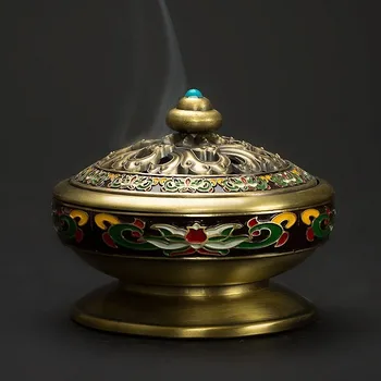 PINNY Antikke Nepalesiske Røgelse Brænder Malet Metal Sandeltræ Pande Te Ceremoni Tilbehør Budha Indretning Kegle Røgelse Base
