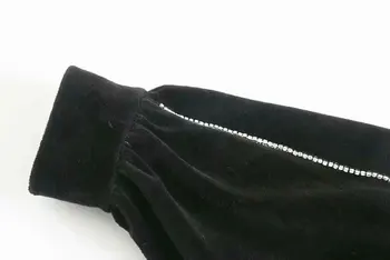 Toppies Mode Beskåret Hættetrøjer Kvinde, Sweatshirts Vintage Black Velvet Pullovere Kvindelige Jumpere