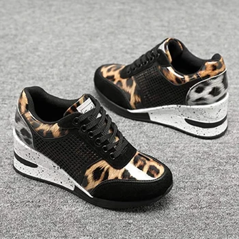Der kører Sko til Kvinder i Stor Størrelse 36-42 Elegant Leopard Sneakers Kvinder Designer Stigende Højde 6,5 CM Sport Sneakers til Damer