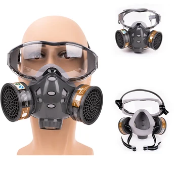 Gas-Maske Med Sikkerhed Glasse Spray Maling Kemiske Pesticider Dekoration Anti-Støv Med Filter Åndedrætsværn Med Full Face Masker
