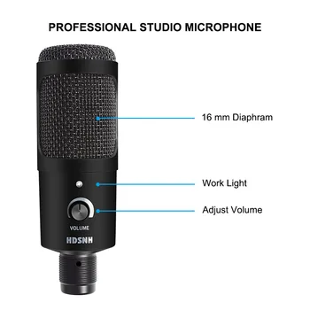 Metal-USB-Studie Mikrofon Professionel Vokal Optagelse Kondensator Mikrofon Til Video Skype Chat Spil Podcast