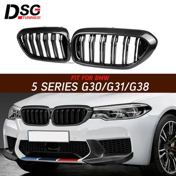 Til BMW 5-Serie G30 G31 G38 F90-Carbon-Fiber Nyre-Grill Gitter 2018+ Dual Linje Gloss Balck Grill