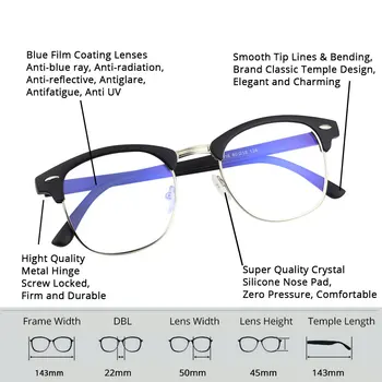 Gennemsigtige Computer Briller Blå Lys Blokering Kvinder Mænd Forestilling Ramme Anti Blue Ray Anti-Stråling Klar Mode Briller