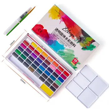 Akryl Maling Overlegen Fast Akvarel Maling Sæt Med Pensel, Pen, Sammenklappelige Rejse Vand Farve Pigment Tegning 03111