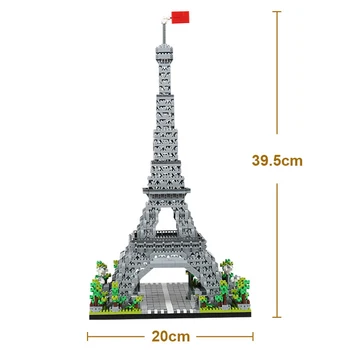Lezi 8002 World Architecture Frankrig, Paris Eiffel Tower 3D-Model DIY Mini Diamant Blokke, Mursten Bygning Legetøj for Børn, ingen Box