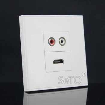 SeTo 86 Skriv En Port Red & White Lyd + HDMI-Panel Wall Plate Socket Keystone Frontplade
