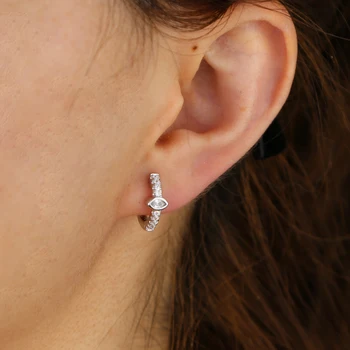 Sølv forgyldt rose gold farve små cz birthstone hoop øreringe til kvinder minimal fine smykker