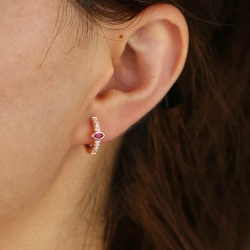 Sølv forgyldt rose gold farve små cz birthstone hoop øreringe til kvinder minimal fine smykker