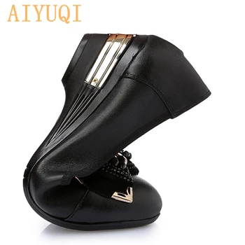 AIYUQI Classic Kvinder Sko Casual-Spids Tå Sort Sko Hæl Lejligheder Komfortabel mode Slip på Kvinder Sko Retro Brogues