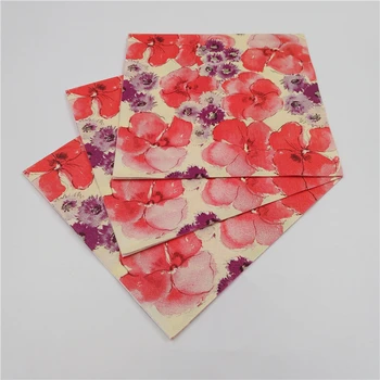 50 vintage tabel servietter af papir håndklæde væv trykt pink rød lilla blå blomster decoupage bryllup part indretning servietter indretning