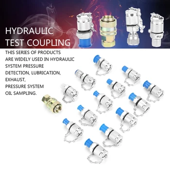 14Pcs Hydrauliske trykprøvning Punkt Test Kobling Adapter Sæt til Hydrauliske System Kit