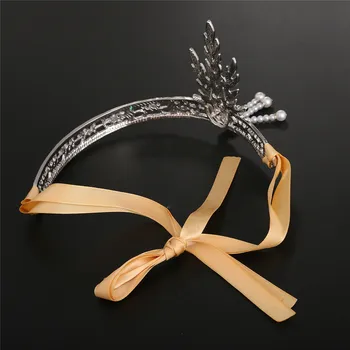 Great Gatsby Samme Brud Pearl Crown Hår Smykker Europæiske og Amerikanske Zircon Crystal Crown Tiara Hovedbøjle For Kvinder