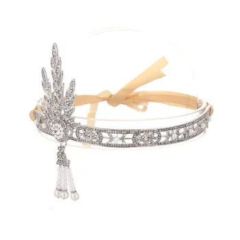 Great Gatsby Samme Brud Pearl Crown Hår Smykker Europæiske og Amerikanske Zircon Crystal Crown Tiara Hovedbøjle For Kvinder