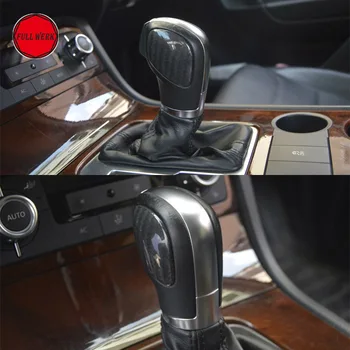 1 Par kulfiber Bil Gear Shift Knappen Side Trim Sticker Cover for VW Touareg 2011-2017 Interiør Moulding Dekoration Tilbehør.