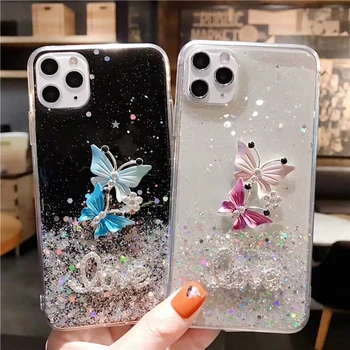 ALLCHW Kærlighed Blomst Krystal sommerfugl Phone Case For iPhone 11Promax XSMAX XR Blødt TPU Cover Til Samsung S20 S10 S9 Plus Note10P