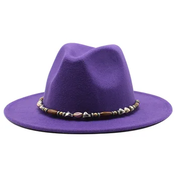 Vinteren Panama Hat Kvinder Elegante Følte Caps Mandlige Vintage Trilby Hat Wide Brim Fedora caps Chapeau Homme Feutre 19 farver