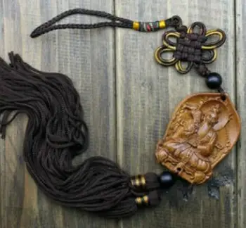 Træ Udskærings Kinesiske Taoisme Lord Lao Zi Gud Bil Vedhæng Amulet Håndværk