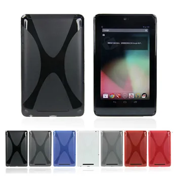 Nye Mat Silikone Anti-skid X Line Blødt silikone Gummi, TPU Gel Hud Shell Cover Case Til Google Nexus 7 2012 7