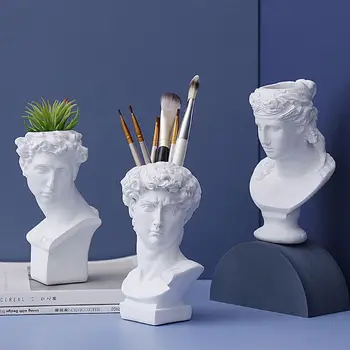 Harpiks Vase Flower Pot Nordisk Stil Menneskelige Hoved Pen Børster Indehaveren Boligindretning, Kreative Have Plantageejer