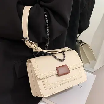 Kontrast farve-Pladsen Crossbody taske 2020 Mode Nye Kvalitet PU Læder Kvinders Designer Håndtaske Kæde Skulder Messenger Taske