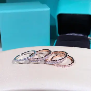 Fin Bane Diamant med cz Ring i 925 sterling sølv Smykker Engagement Bryllup band Ringe til Kvinder, Brude Erklæring Part tilbehør
