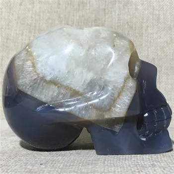 Naturlige Geode Agat baghovedet kvarts krystal modellen boligudstyr dekoration stone og crystal Reiki healing jade kranier