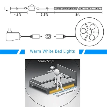 DONWEI 2M 2835 SMD LED Strip IR-Motion Sensor Auto On/Off Fleksibel String Lys Nat Lys til Køkken Soveværelse Gangen Trapper
