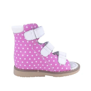Mode Piger Pink Flade Sandaler Udskrivning Læder Ortopædiske Sko Til Børn Barn Flatfoot Svangstøtte Blomstret Sommer Fodtøj